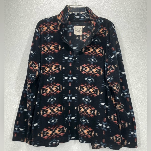 Cotton & Rye Tops - Cotton & Rye Fleece Jacket 1/4 Zip w/ Pockets Aztec Western WOMENS EXTRA LARGE